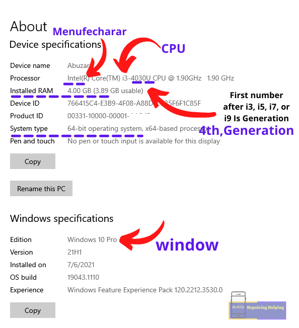 How to check Laptop- PC Configuration in windows 10