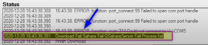 Sahara error in Qfil tool