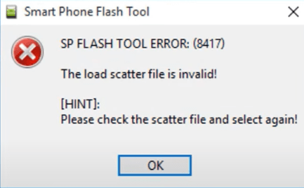Sp Flash tool Error code