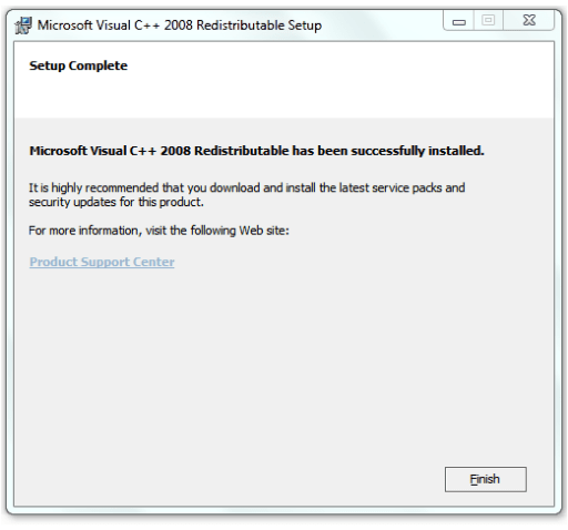  Visual C++ Redistributable installed