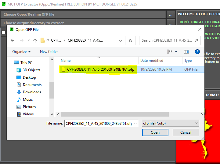 convert the OFP file to Scatter Step 2