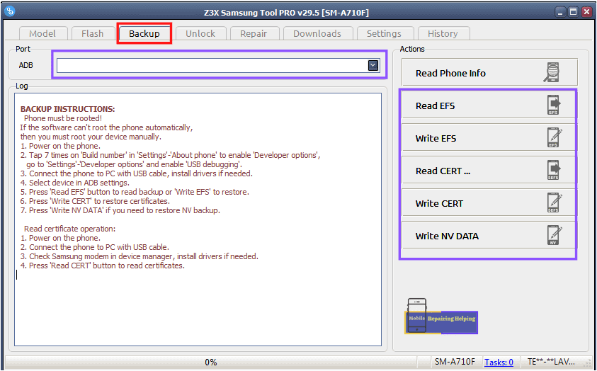 Z3X Samsung tool Pro Box Backup Guide 3