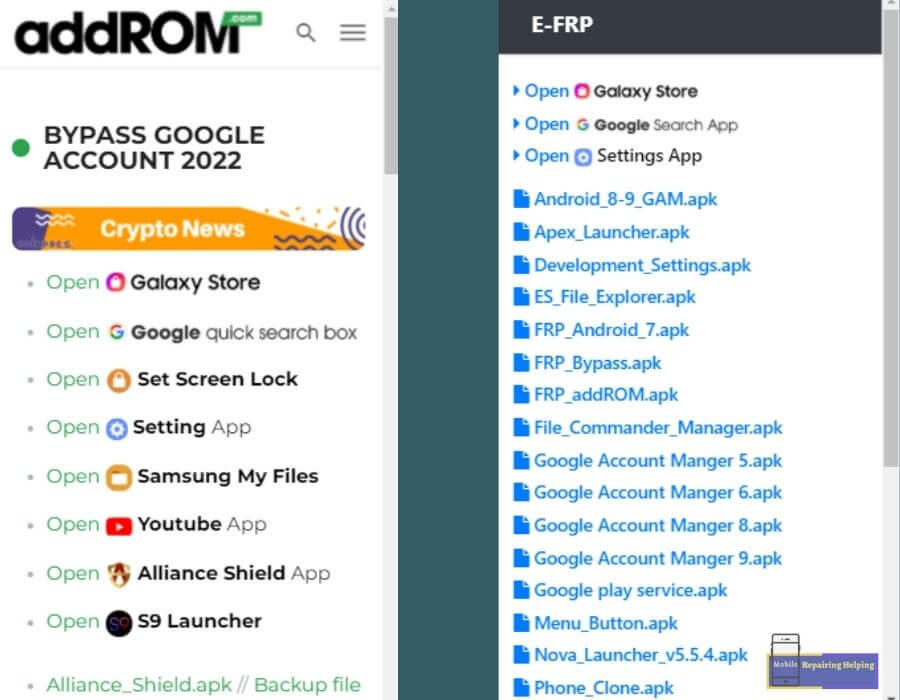 android FRP bypass apk Websites