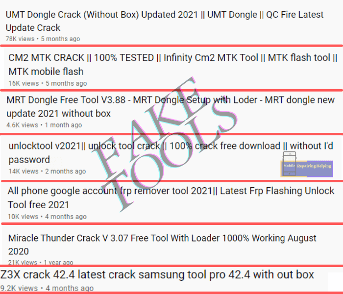 Mobile Software Repairing Fake Tools.